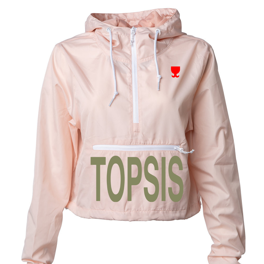 Topsis Original Crop Top Windbreaker (Pink/White)