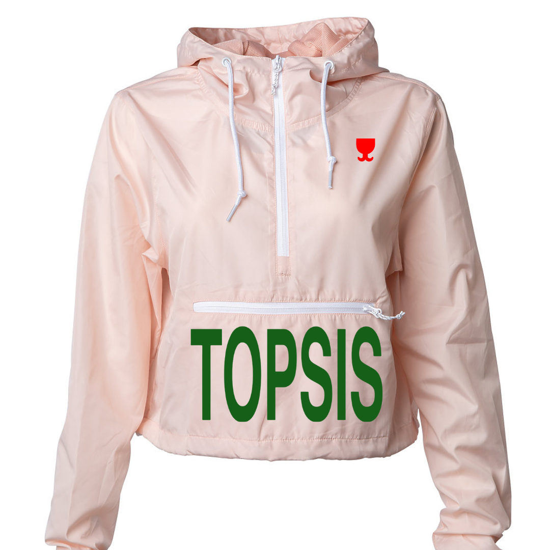 Topsis Original Crop Top Windbreaker (Pink/White)